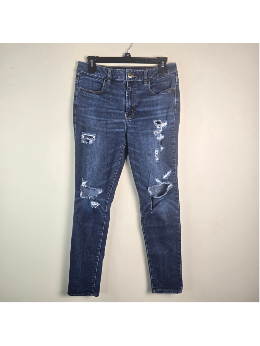 Women's American Eagle Outfitters Skinny Jeans Size 10 Blue Distressed